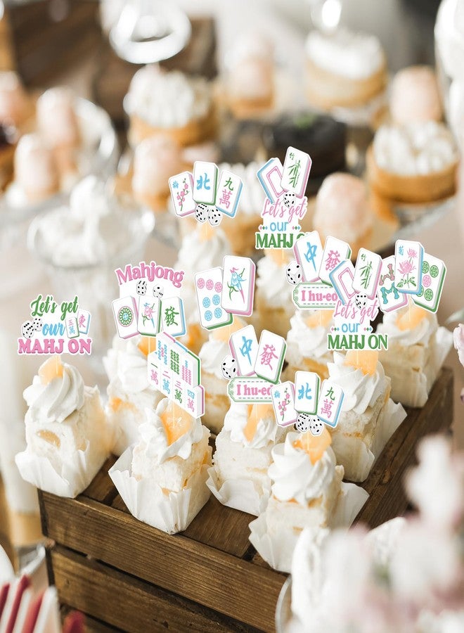 Aposwow Mahjong Party Decorations, 32PCS Mahjong Cupcake Toppers Birthday Decoration, In My Mahjong Era Cupcake Picks Decor Supplies - Image 5